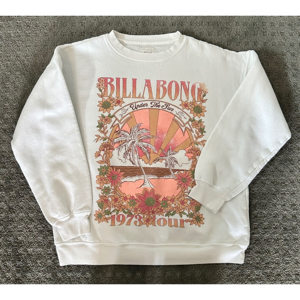 Billabong Graphic Sweatshirt Small White Excellent